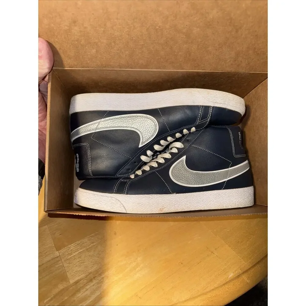 Size 10 - Nike SB Blazer Mid Mason Silva DZ7260-400 Navy Gold Crest